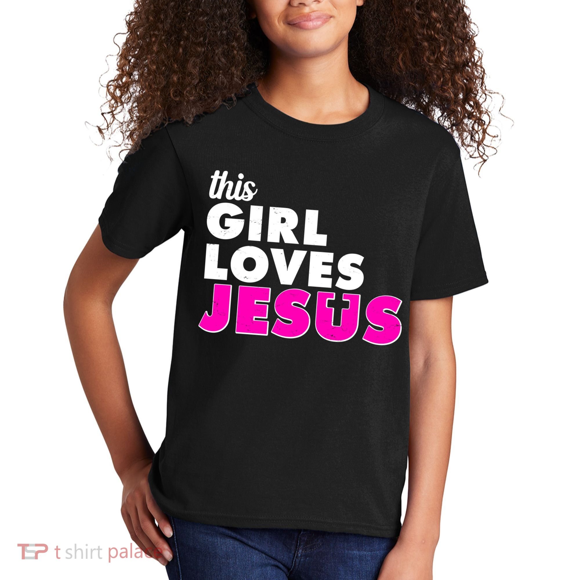 Inspirational This Girl Loves Jesus Kids T-Shirt