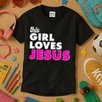 Inspirational This Girl Loves Jesus Kids T-Shirt thumb 3