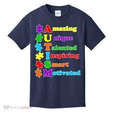 Inspiring Autism Awareness Amazing Smart Unique Puzzle Kids T-Shirt