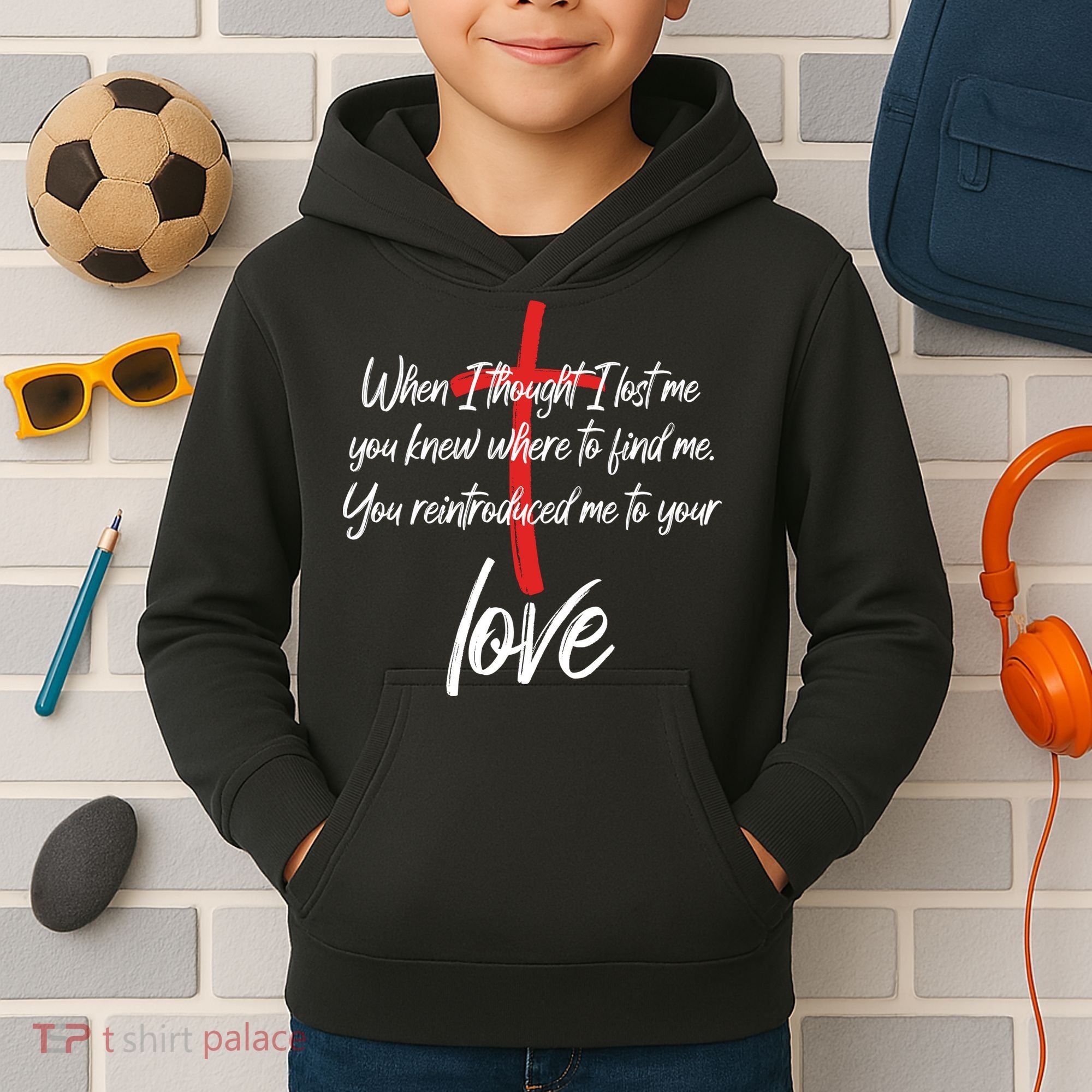 Inspiring Christian Quote Faith Cross Kids Hoodie