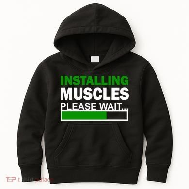 Installing Muscles Please Wait... Kids Hoodie