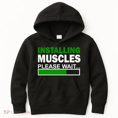 Installing Muscles Please Wait... Kids Hoodie