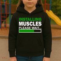 Installing Muscles Please Wait... Kids Hoodie thumb 3