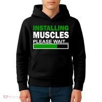Installing Muscles Please Wait... Kids Hoodie thumb 4