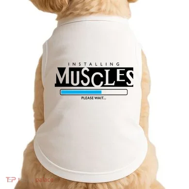 Installing Muscles Please Wait Funny Workout Doggie Tank