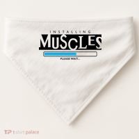 Installing Muscles Please Wait Funny Workout USA-Made Doggie Bandana thumb 0