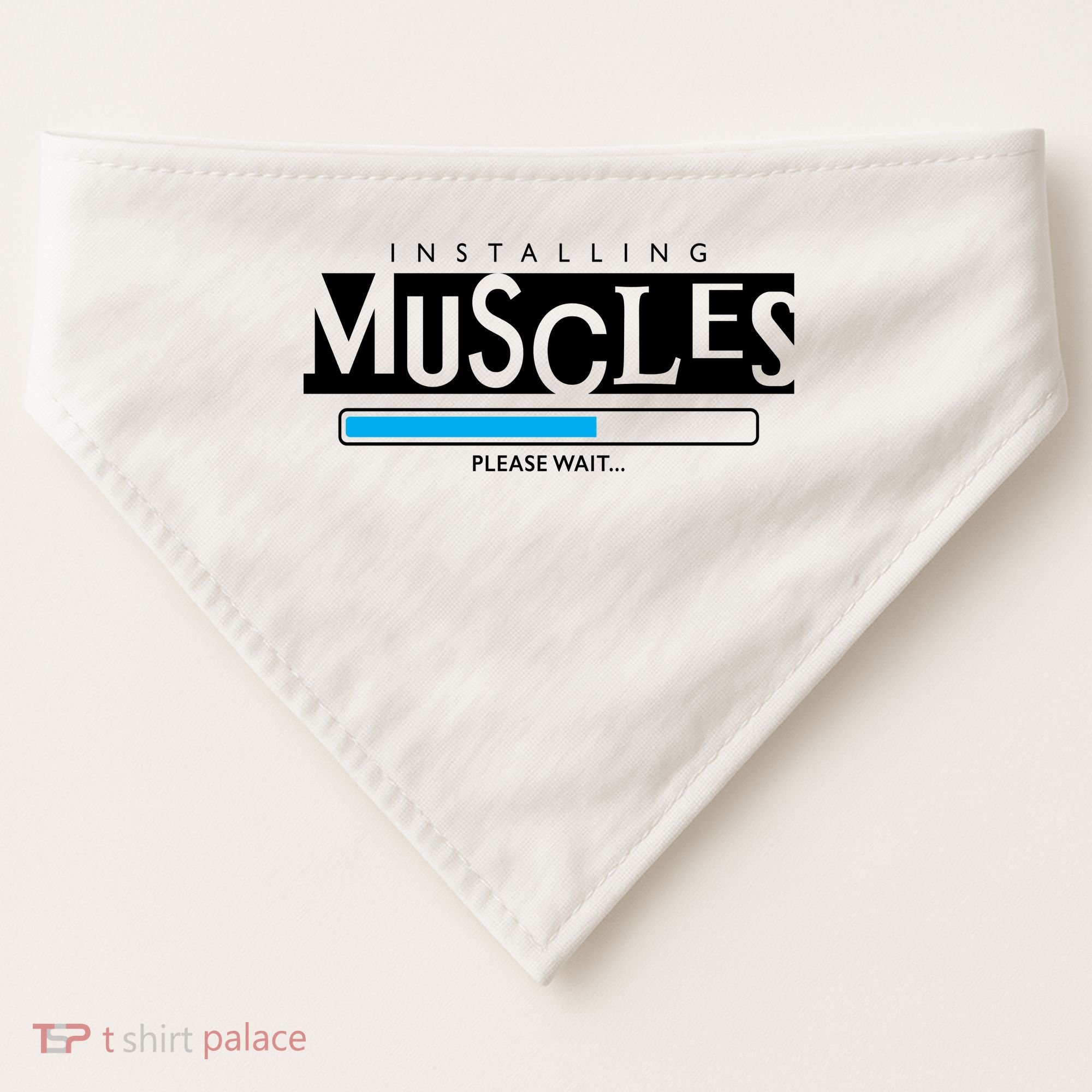 Installing Muscles Please Wait Funny Workout USA-Made Doggie Bandana