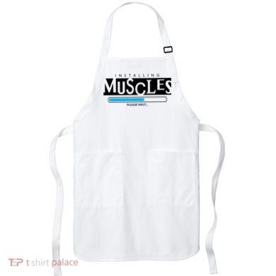 Installing Muscles Please Wait Funny Workout Apron