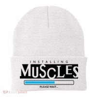 Installing Muscles Please Wait Funny Workout Beanie thumb 0