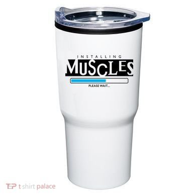 Installing Muscles Please Wait Funny Workout Tumbler