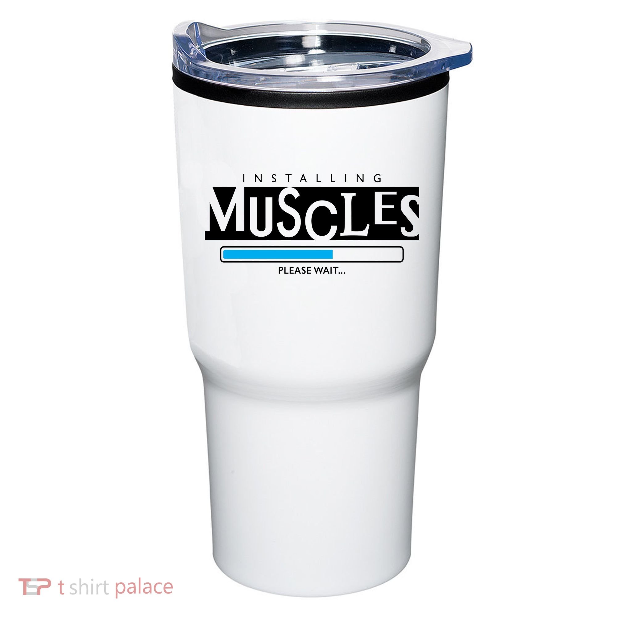 Installing Muscles Please Wait Funny Workout Tumbler