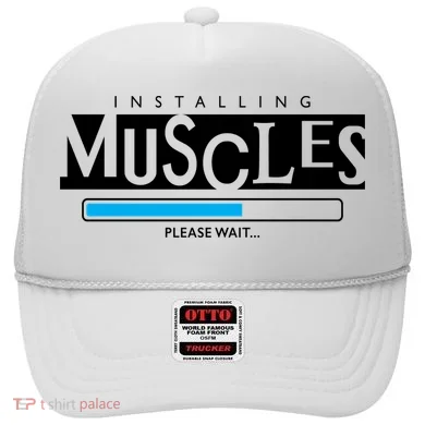 Installing Muscles Please Wait Funny Workout Hat