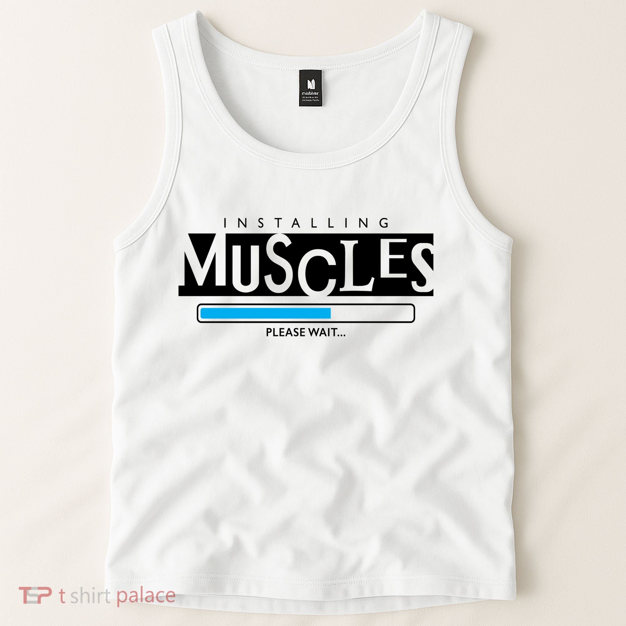 Installing Muscles Please Wait Funny Workout Tank Top