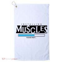 Installing Muscles Please Wait Funny Workout Golf Towel thumb 0