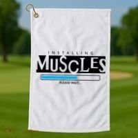 Installing Muscles Please Wait Funny Workout Golf Towel thumb 1