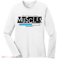 Installing Muscles Please Wait Funny Workout Women's Long Sleeve Shirt thumb 0