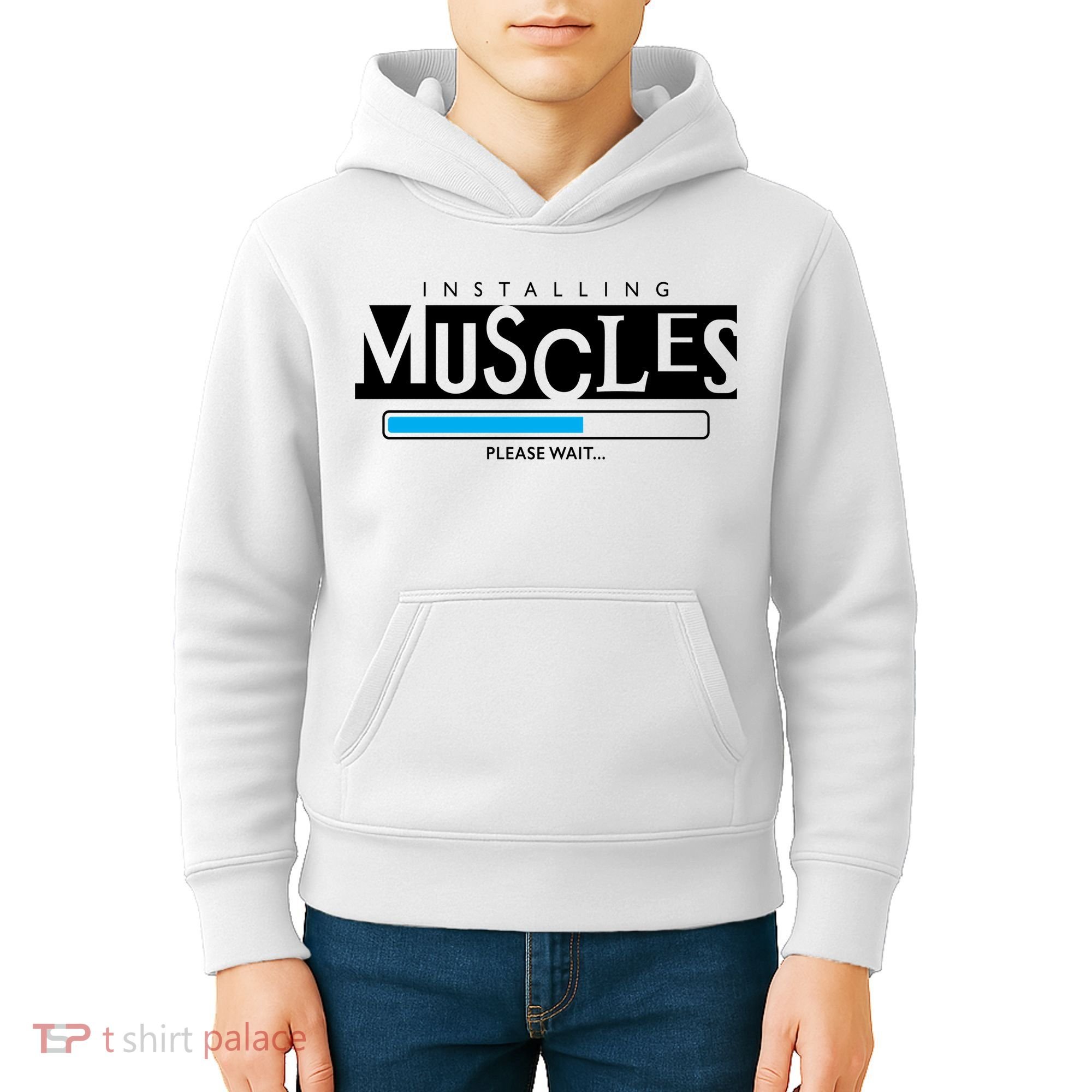 Installing Muscles Please Wait Funny Workout Kids Hoodie