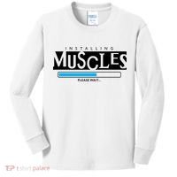 Installing Muscles Please Wait Funny Workout Kids Long Sleeve Shirt thumb 0