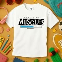 Installing Muscles Please Wait Funny Workout Kids T-Shirt thumb 3