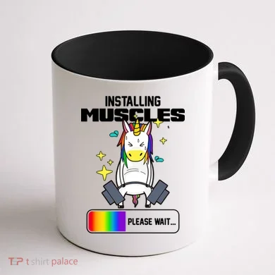 Installing Muscles Unicorn Lifting Coffee Mug back