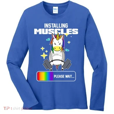 Installing Muscles Unicorn Lifting Women's Long Sleeve Shirt