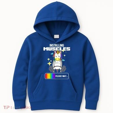 Installing Muscles Unicorn Lifting Kids Hoodie