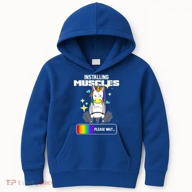 Installing Muscles Unicorn Lifting Kids Hoodie