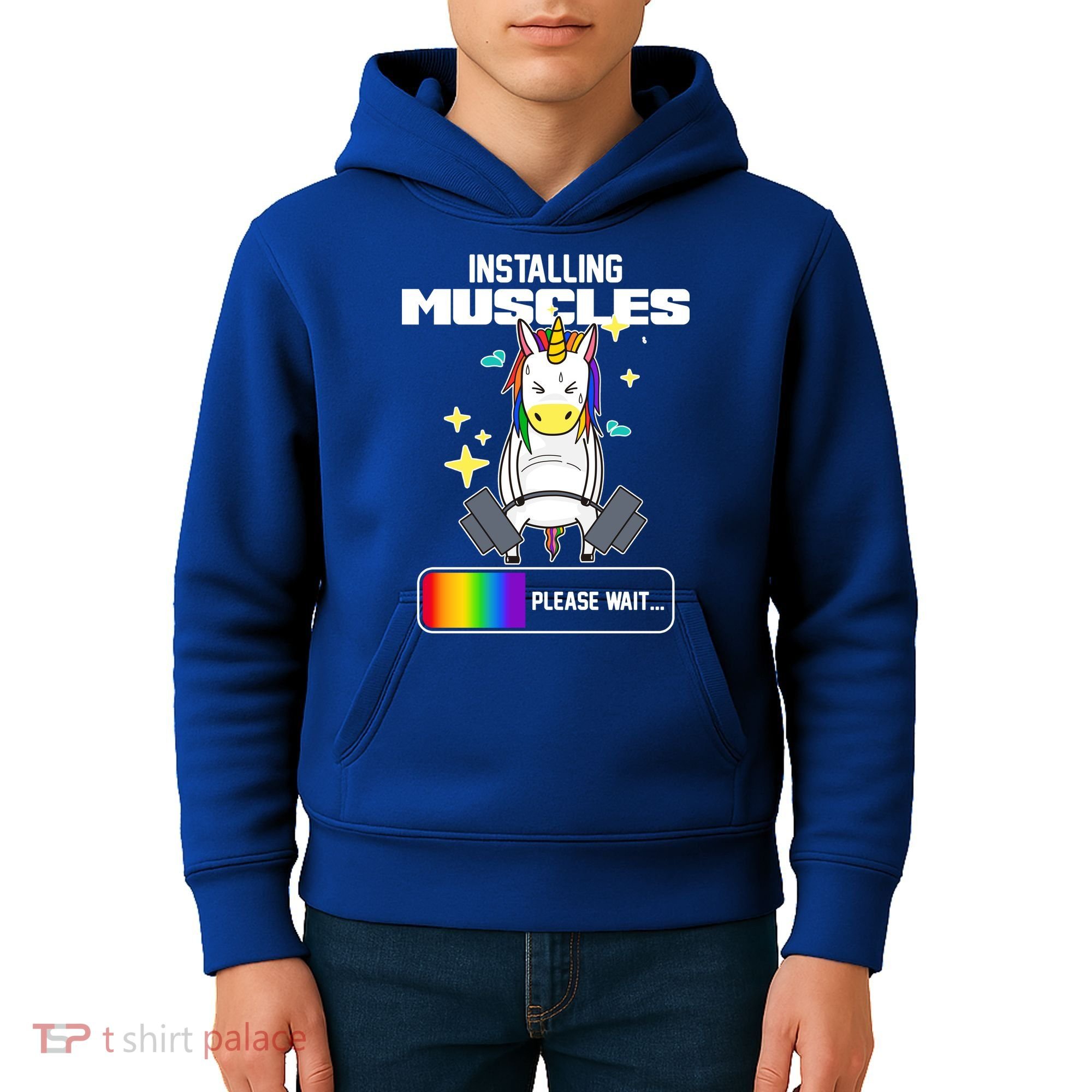 Installing Muscles Unicorn Lifting Kids Hoodie