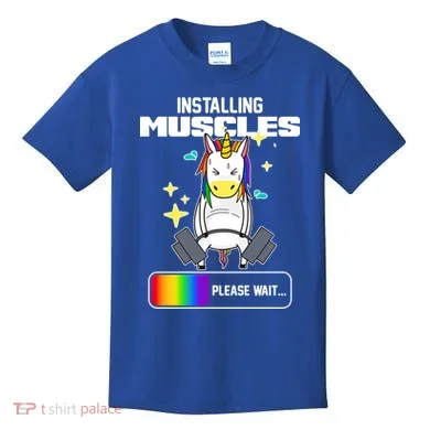 Installing Muscles Unicorn Lifting Kids T-Shirt