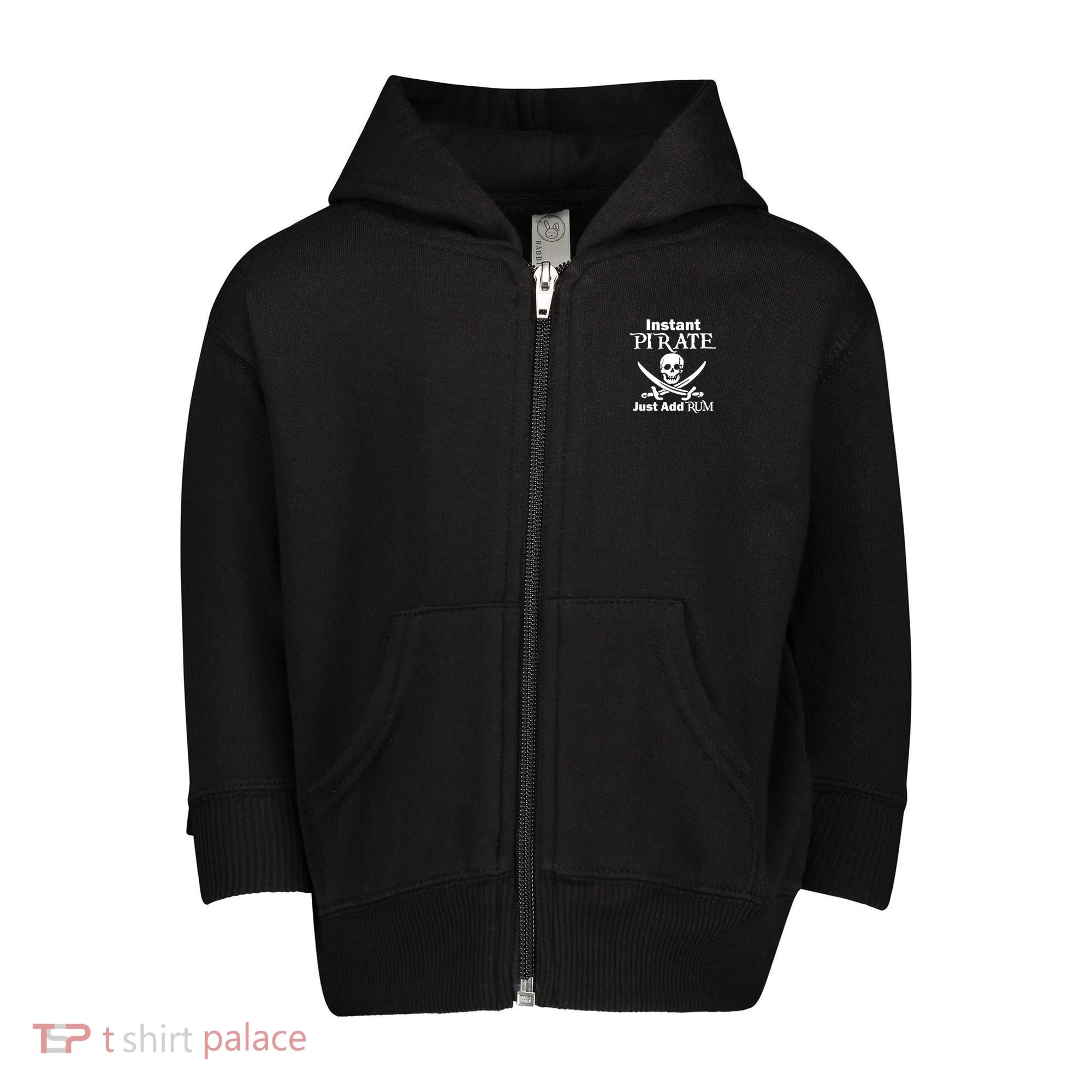 Instant Pirate Just Add Rum Skull Crosswords Toddler Zip Fleece Hoodie