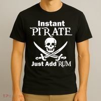 Instant Pirate Just Add Rum Skull Crosswords T-Shirt thumb 3