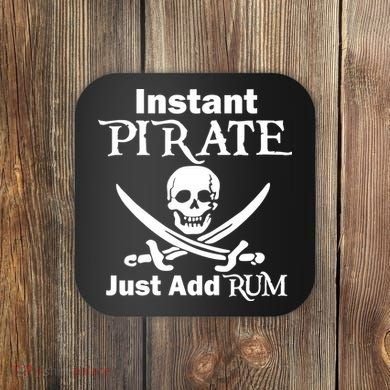 Instant Pirate Just Add Rum Skull Crosswords Coaster