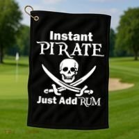 Instant Pirate Just Add Rum Skull Crosswords Golf Towel thumb 1