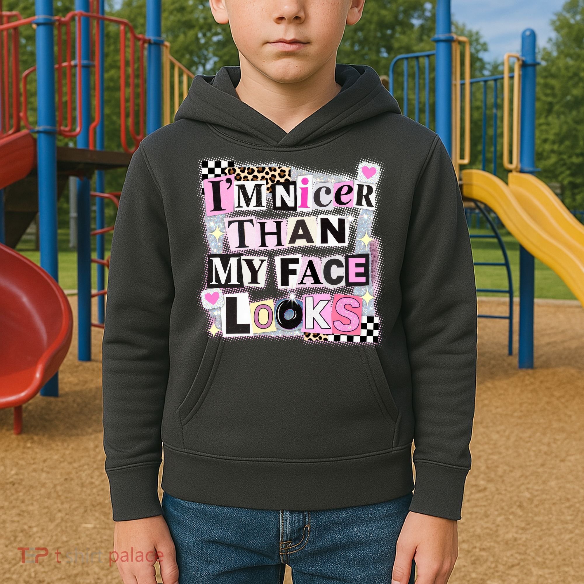 I'm Nicer Than My Face Looks Kids Hoodie