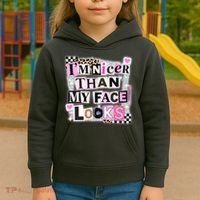 I'm Nicer Than My Face Looks Kids Hoodie thumb 3