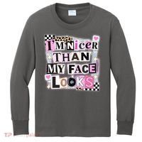 I'm Nicer Than My Face Looks Kids Long Sleeve Shirt thumb 0