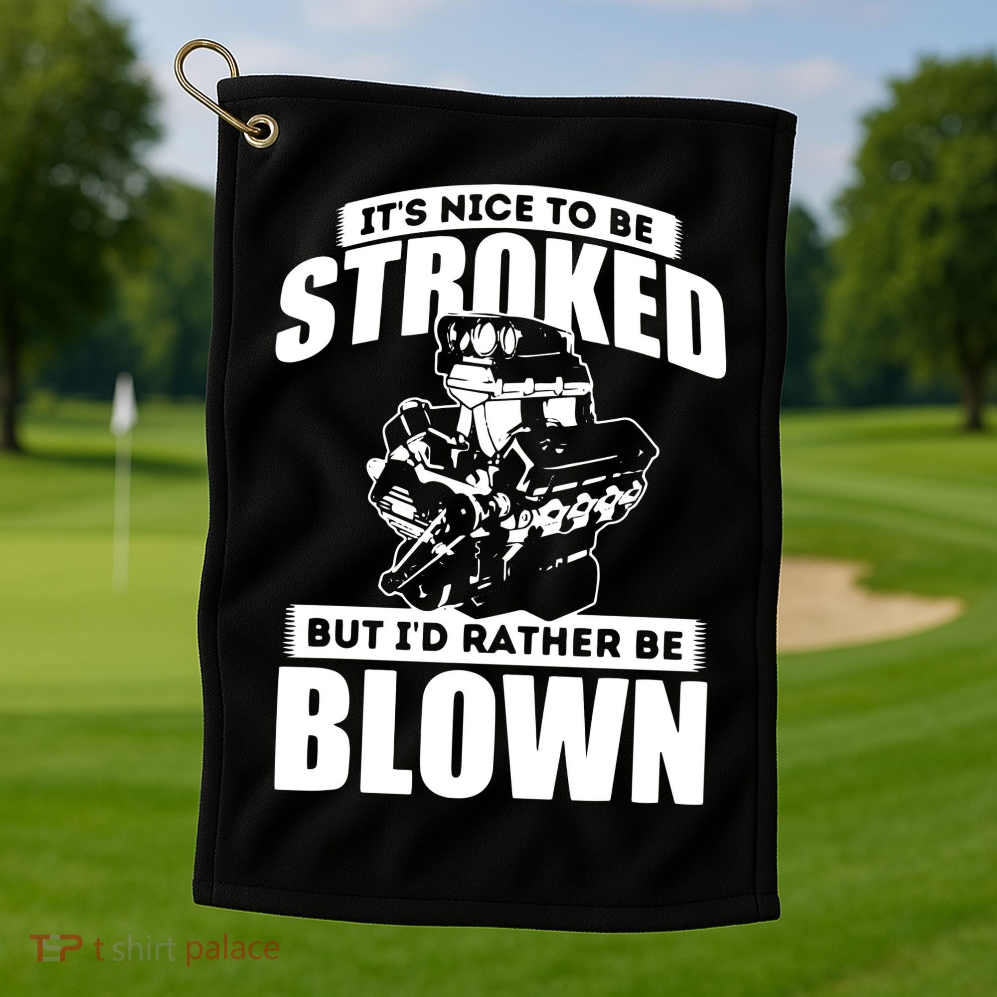 Its Nice To Be Stroked Funny Race Car Enthusiast Racing Golf Towel