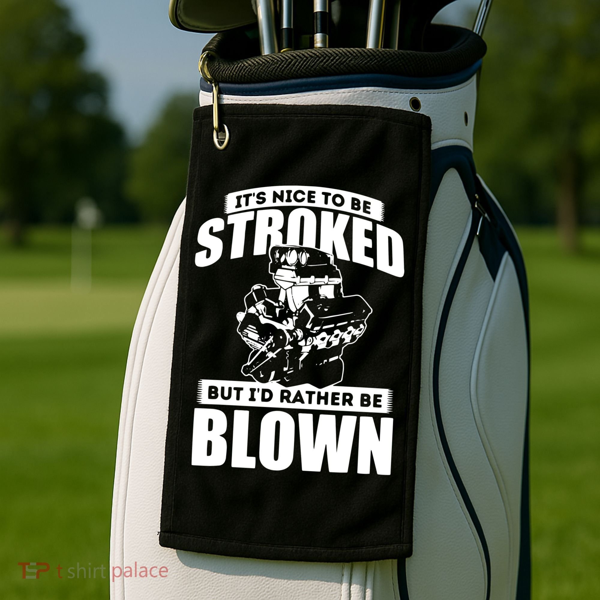 Its Nice To Be Stroked Funny Race Car Enthusiast Racing Golf Towel