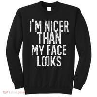 I'm Nicer Than My Face Looks Funny Sayings Gift Idea Sweatshirt thumb 0