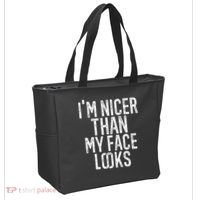 I'm Nicer Than My Face Looks Funny Sayings Gift Idea Tote Bag thumb 2