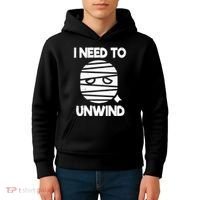 I Need To Unwind Funny Mummy Halloween Kids Hoodie thumb 4