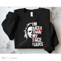 Im Nicer Than My Face Looks Spooky Halloween Sweatshirt thumb 2