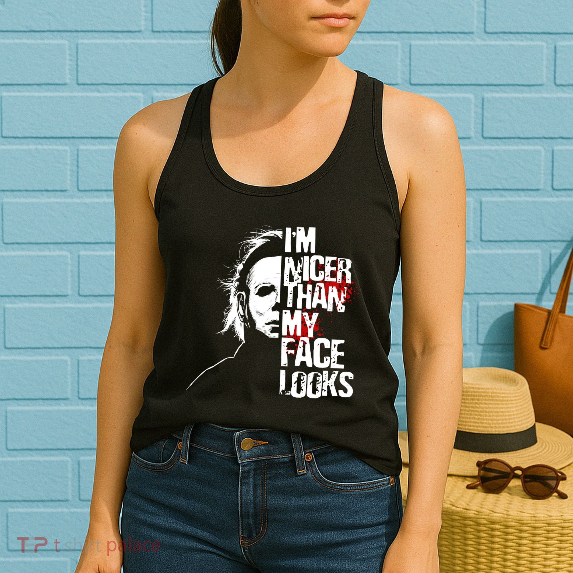 Im Nicer Than My Face Looks Spooky Halloween Women's Tank Top