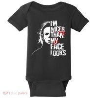 Im Nicer Than My Face Looks Spooky Halloween Baby Bodysuit thumb 0