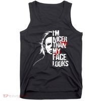 Im Nicer Than My Face Looks Spooky Halloween Tank Top thumb 0