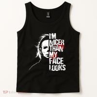 Im Nicer Than My Face Looks Spooky Halloween Tank Top thumb 2
