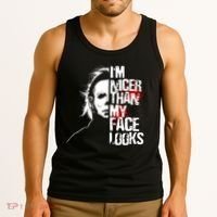 Im Nicer Than My Face Looks Spooky Halloween Tank Top thumb 3