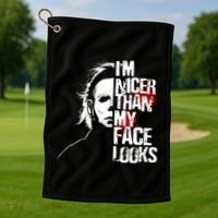 Im Nicer Than My Face Looks Spooky Halloween Golf Towel thumb 1
