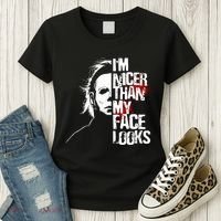 Im Nicer Than My Face Looks Spooky Halloween Women's T-Shirt thumb 3