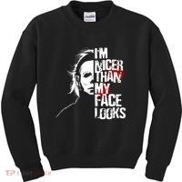 Im Nicer Than My Face Looks Spooky Halloween Kids Sweatshirt thumb 0
